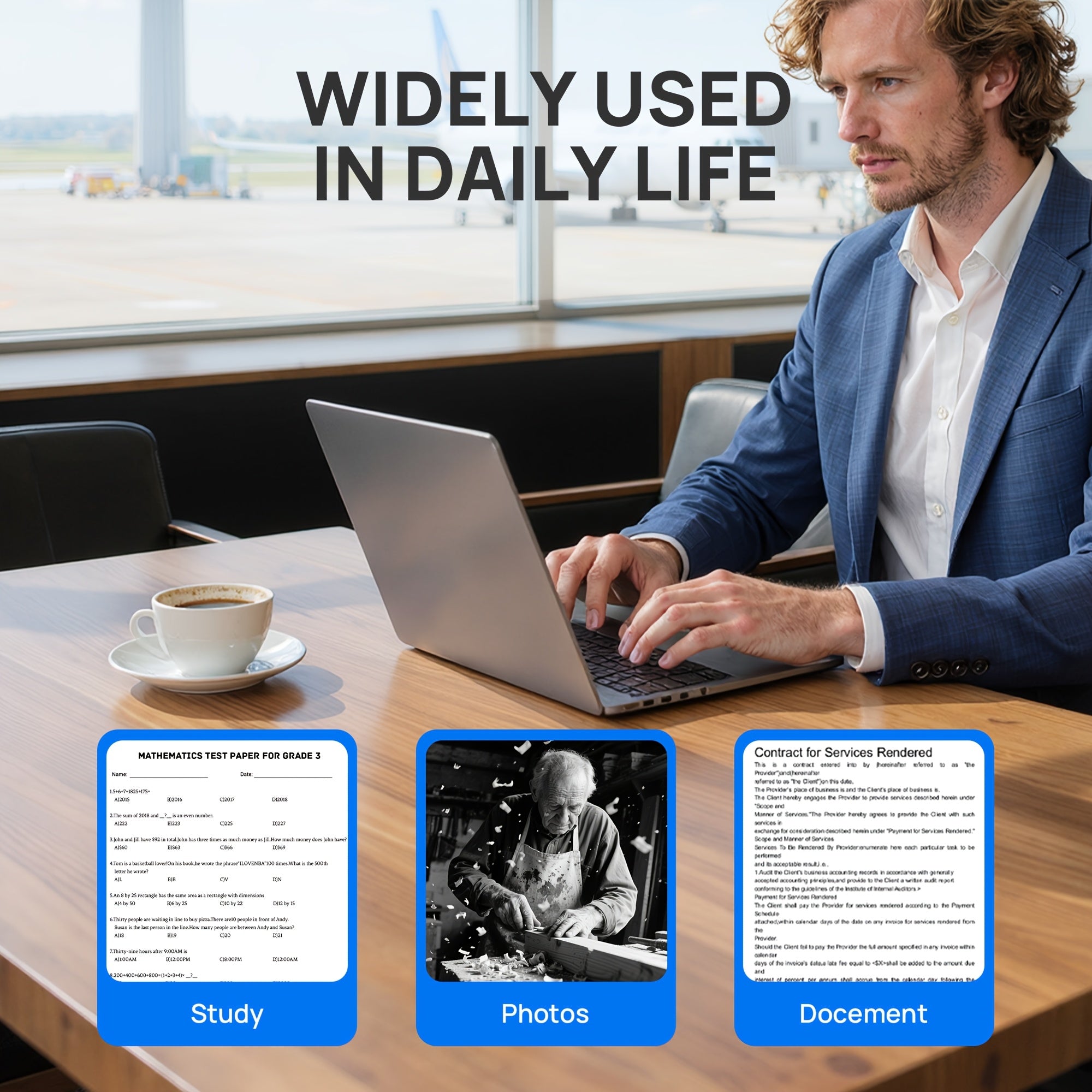 Portable A4 Thermal Printer | Wireless Ink-Free Mobile Printing USB-C Rechargeable