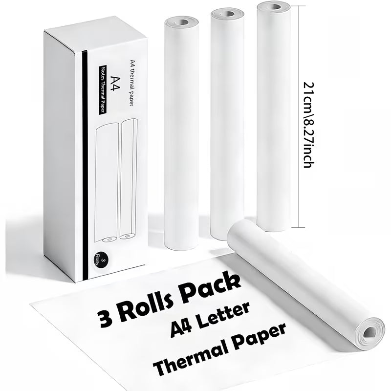 3 Roll Pack Quick-Dry Thermal Printer Paper Suitable for Portable Thermal Printers, Compatible for Smartphones Tablets POS Receipt Paper Roll for Mobile Thermal Printer, Instant Printing Paper