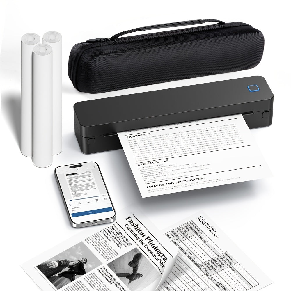 Portable A4 Thermal Printer | Wireless Ink-Free Mobile Printing USB-C Rechargeable
