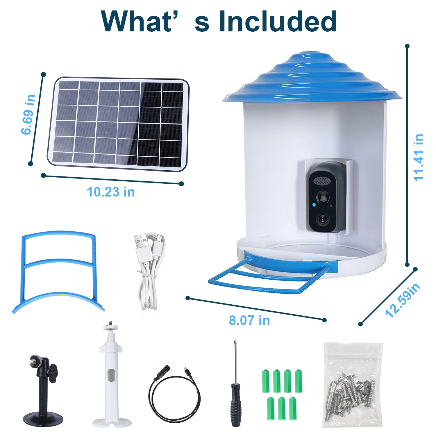 Smart Bird Feeder With Solar Powered Camera 1080P HD
