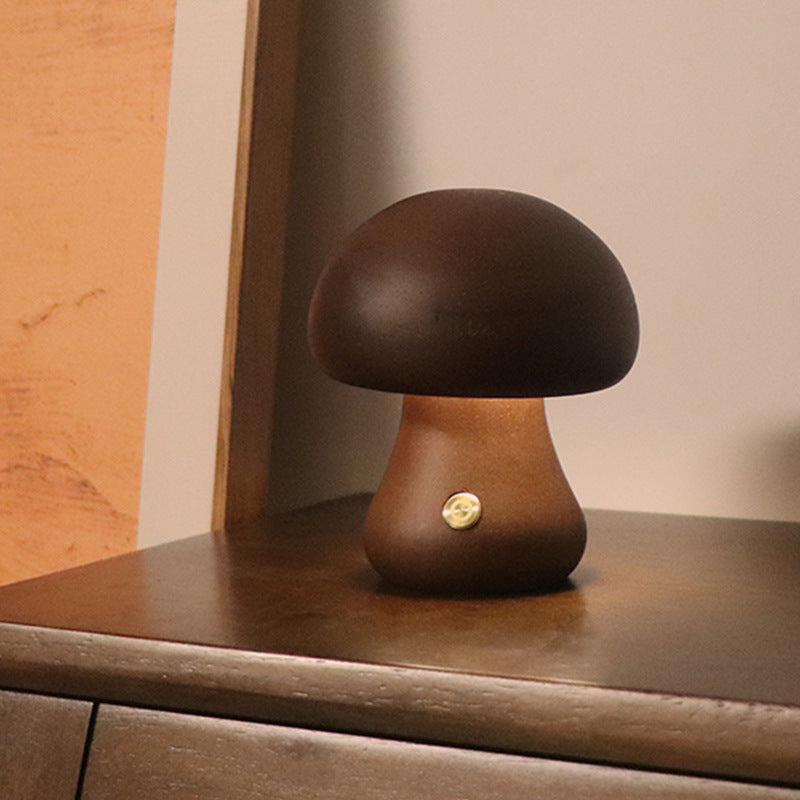 Wooden Cute Mushroom LED Night Light, Touch Switch