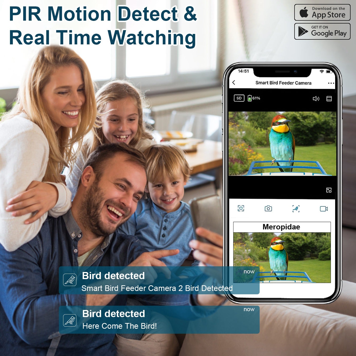 Smart Bird Feeder With Solar Powered Camera 1080P HD