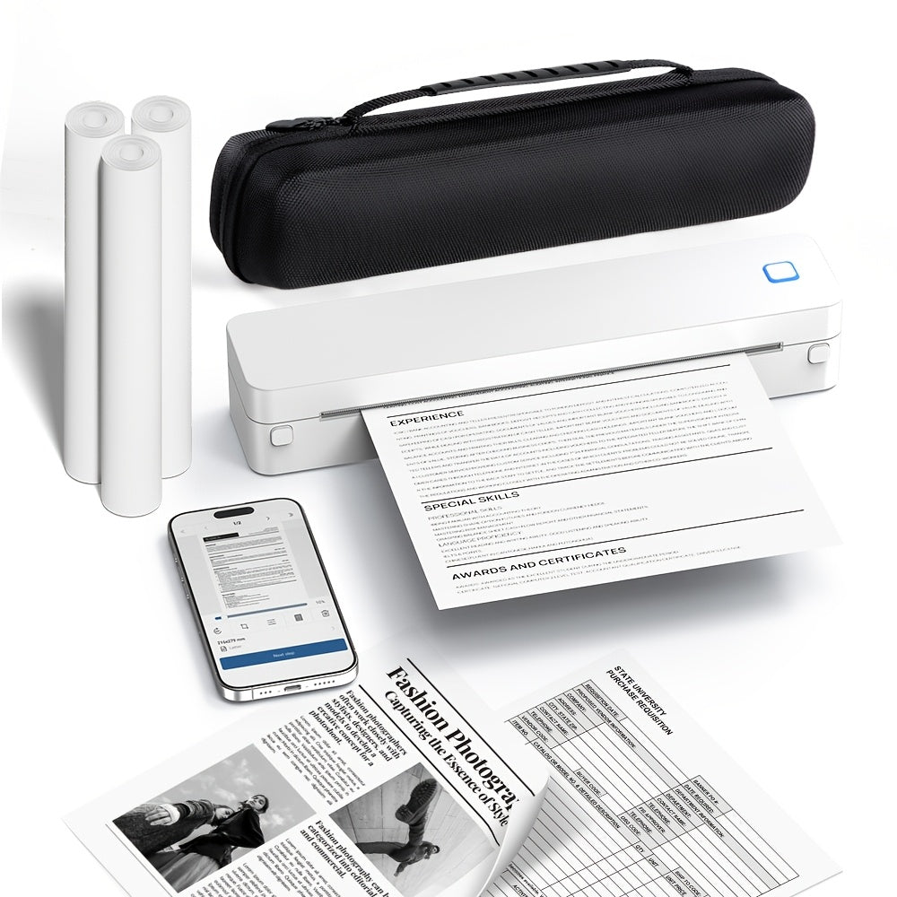 Portable A4 Thermal Printer | Wireless Ink-Free Mobile Printing USB-C Rechargeable