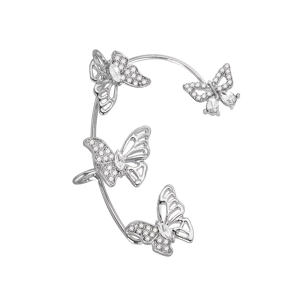 Women's Elegant Butterfly Ear Cuffs - Non-Piercing Ear Hooks, Synthetic Gemstone Accents