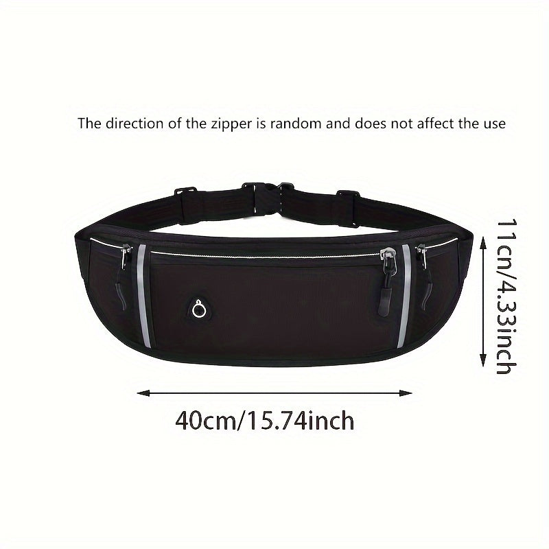 Adjustable Unisex Running Waist Bag | Secure Zippered Sport Belt Pouch for Gym, Hiking, And Outdoor Activities - Black Hidden Phone Case Pouch for Both Men And Women, Sports Gear