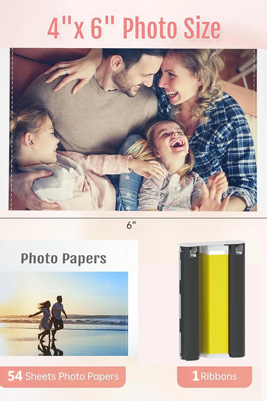 300dpi Color Photo Wifi 4x6 Inch Printer Portable Mni Mobile Pocket Wireless Print Maker Machine with Ribbon and Photo Papers