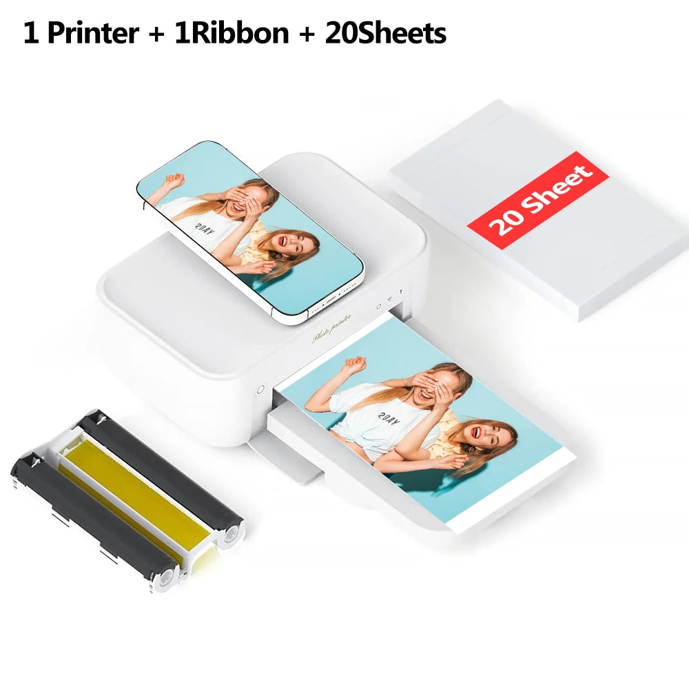 300dpi Color Photo Wifi 4x6 Inch Printer Portable Mni Mobile Pocket Wireless Print Maker Machine with Ribbon and Photo Papers
