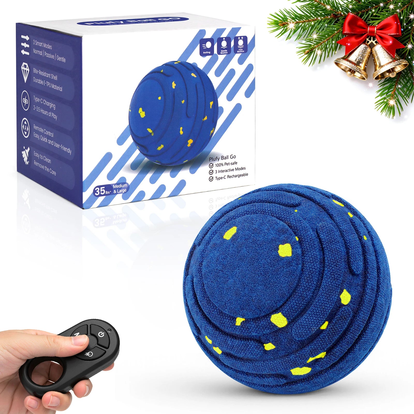 Smart Interactive Dog Toy, Indestructible E-TPU Toy Ball for Aggressive Chewers, Automatic Moving, Rechargeable Ball for Small/M