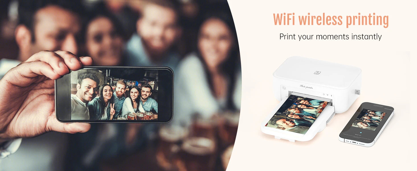 300dpi Color Photo Wifi 4x6 Inch Printer Portable Mni Mobile Pocket Wireless Print Maker Machine with Ribbon and Photo Papers