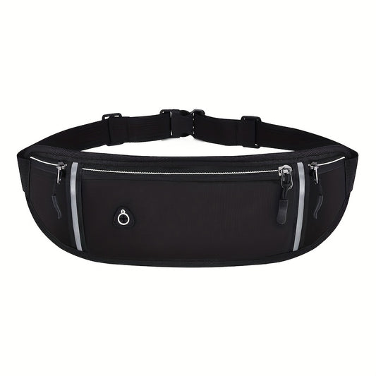 Adjustable Unisex Running Waist Bag | Secure Zippered Sport Belt Pouch for Gym, Hiking, And Outdoor Activities - Black Hidden Phone Case Pouch for Both Men And Women, Sports Gear