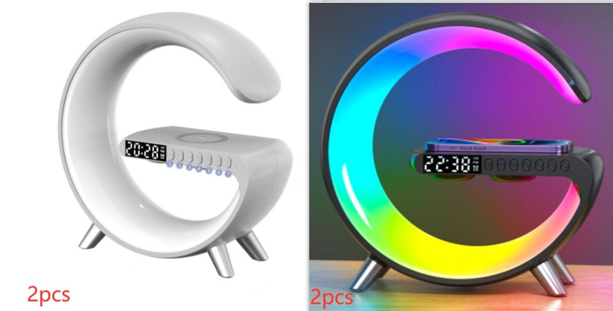 Intelligent G Shaped LED Lamp Bluetooth Speaker Wireless Charger Atmosphere Lamp App Control For Bedroom Home Decor