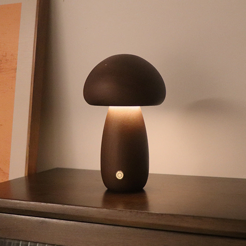 Wooden Cute Mushroom LED Night Light, Touch Switch