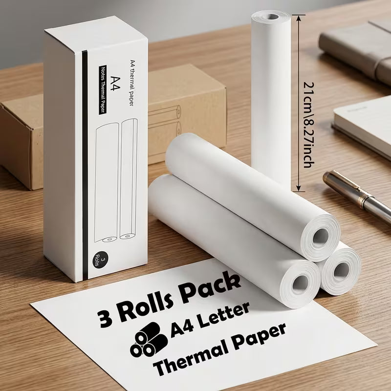 3 Roll Pack Quick-Dry Thermal Printer Paper Suitable for Portable Thermal Printers, Compatible for Smartphones Tablets POS Receipt Paper Roll for Mobile Thermal Printer, Instant Printing Paper