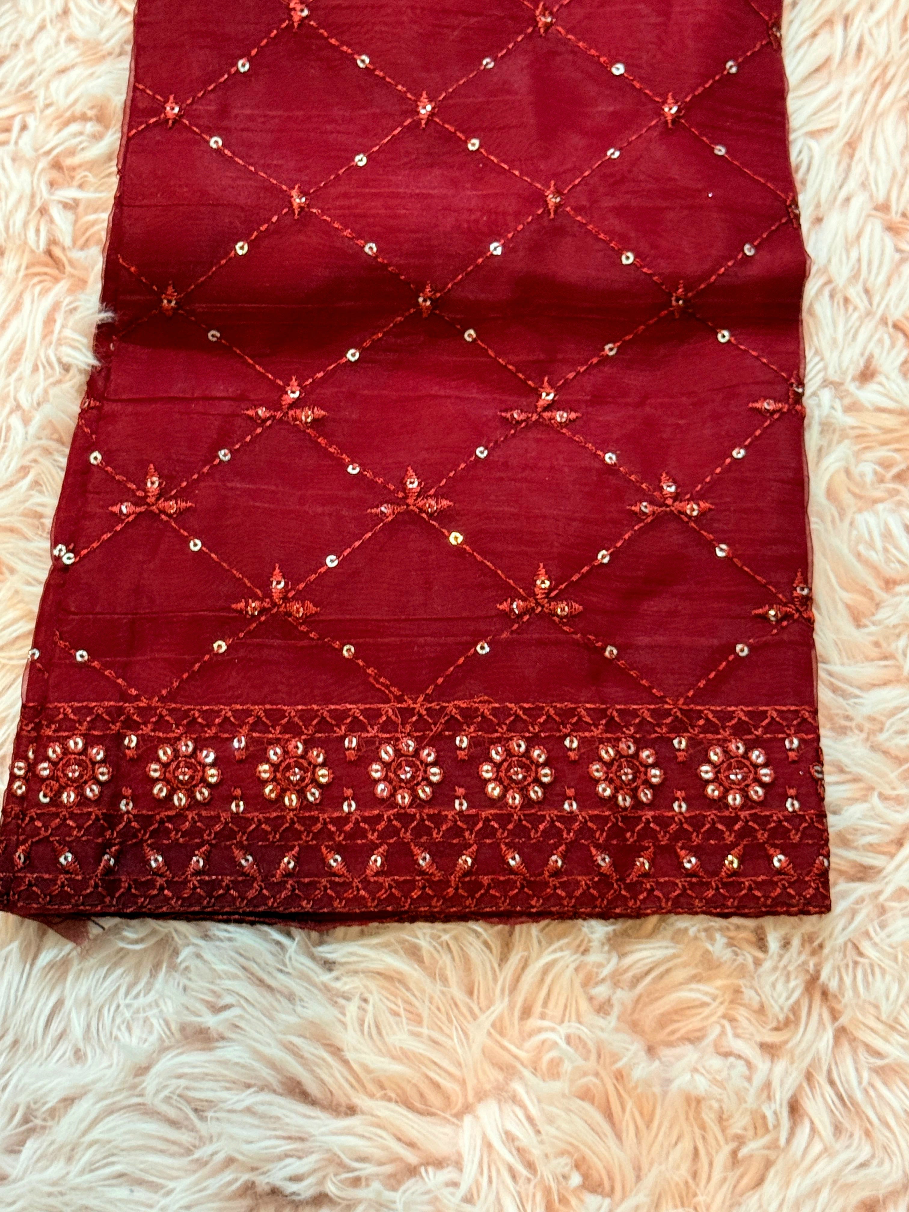 Elegant 3-Piece Red Traditional Suit for Eid Wedding & Party Wear