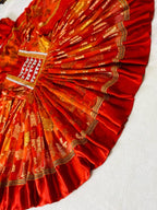 Royal Crimson & Gold Pleated Kuchi Dress